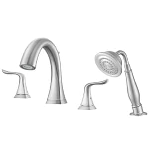 Scarlett Bathroom 2-Handle Roman Tub Faucet with Hand Shower in Brushed Nickel