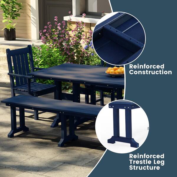 WESTIN OUTDOOR Hayes 65 in. Backless HDPE Plastic Trestle Outdoor