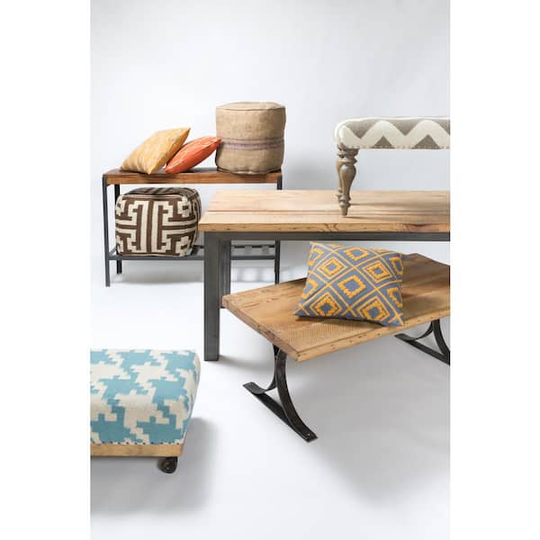Livabliss Thorburn Khaki Jute Accent, 17 in. H x 18 in. W x 18 in. D Pouf Ottoman