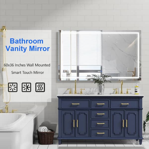 Boyel Living 72 in. W x 36 in. H Rectangle Frameless Wall Mount Bathroom Vanity  Mirror with Defogging Function in Glass Polished KF-MD04-7236SF2 - The Home  Depot