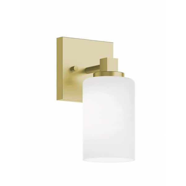 Leo 1-Light Light Antique Brass Wall Sconce with Clear Glass Shade