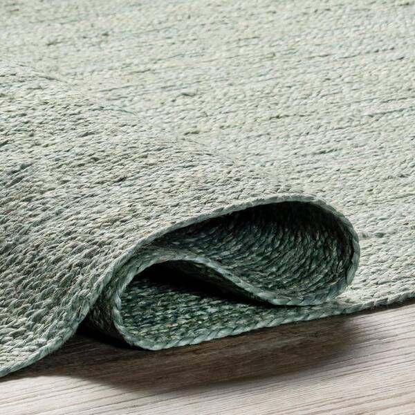 nuLOOM Rigo Hand woven Farmhouse Jute Green 5 ft. x 8 ft. Area Rug