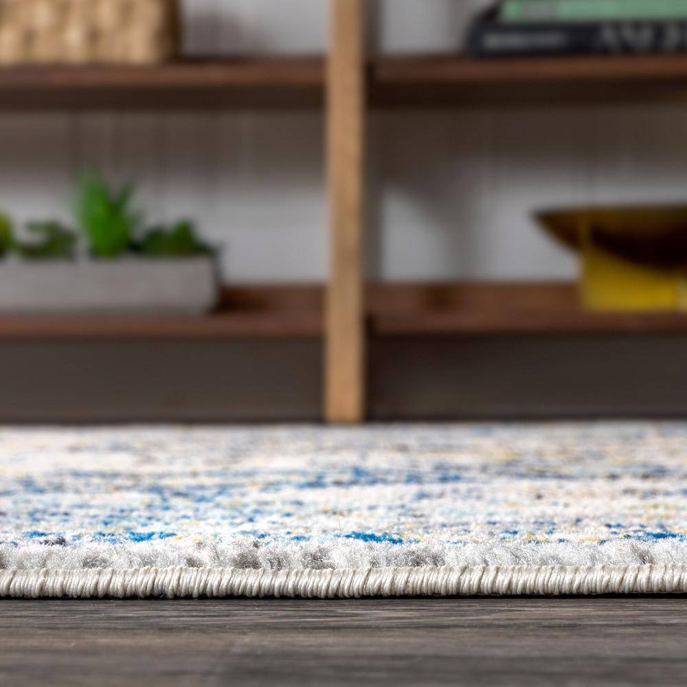 Blue and Multicolor Synthetic 8' x 10' Reversible Area Rug