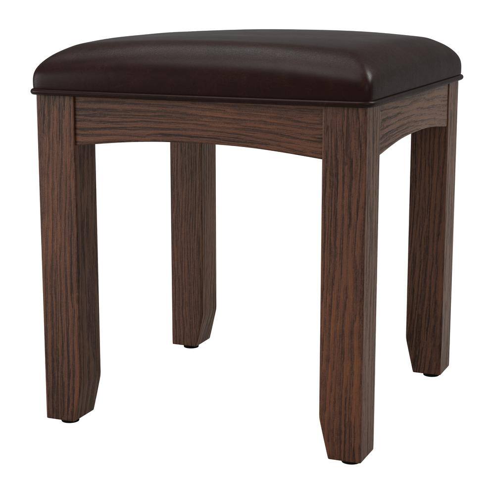 Modern Mission Vintage Oak Cushioned Vanity Bench
