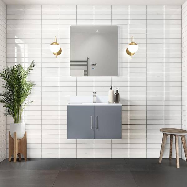 Geneva 30 in. W x 22 in. D Dark Grey Bath Vanity and Cultured Marble Top