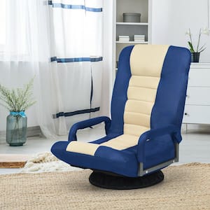 360° Blue Swivel Gaming Floor Chair with Foldable Adjustable Backrest