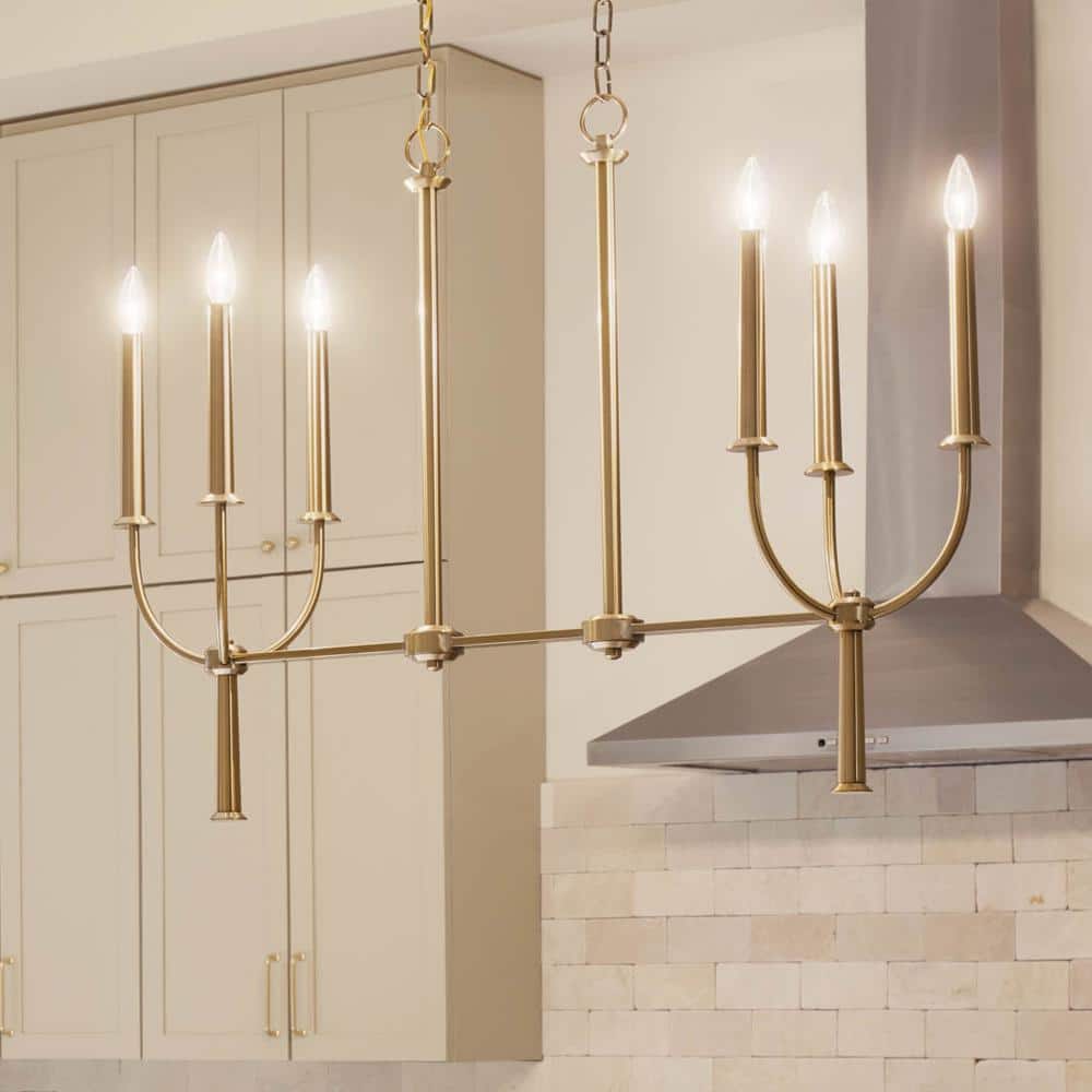 KICHLER Florence 43 in. 6-Light Brushed Natural Brass