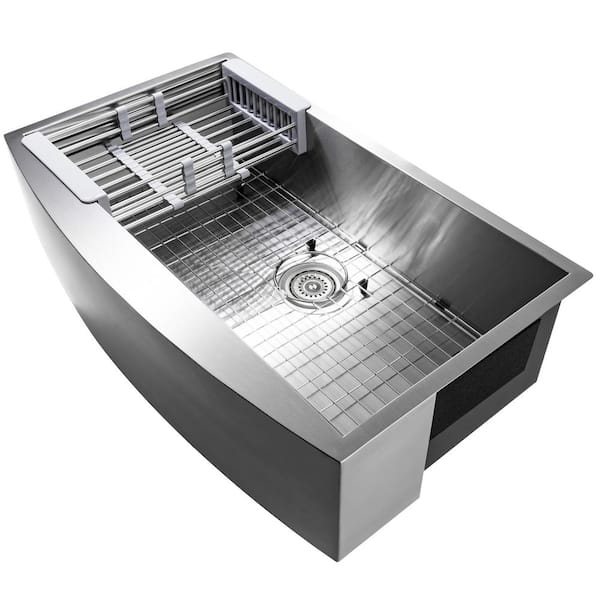 AKDY Farmhouse Apron Front 33-in x 22-in Brushed Stainless Steel