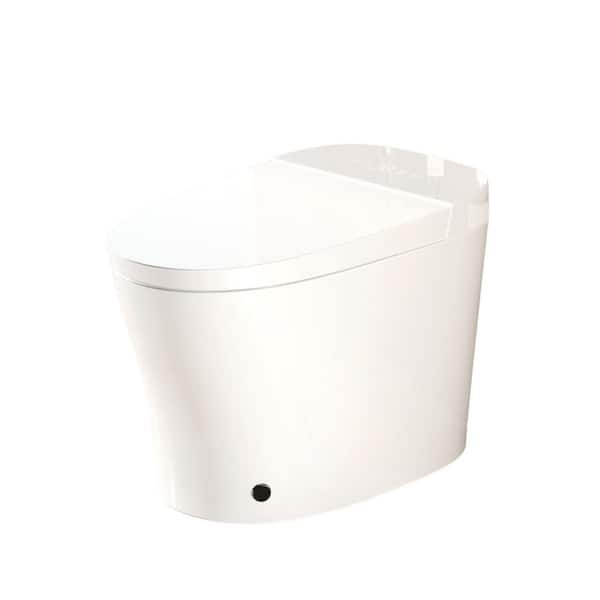 26.5 in. Electric Plug-In Bidet Seat for Round Toilets in White, ADA 1-Piece Toilet Auto Open/Close and Flush