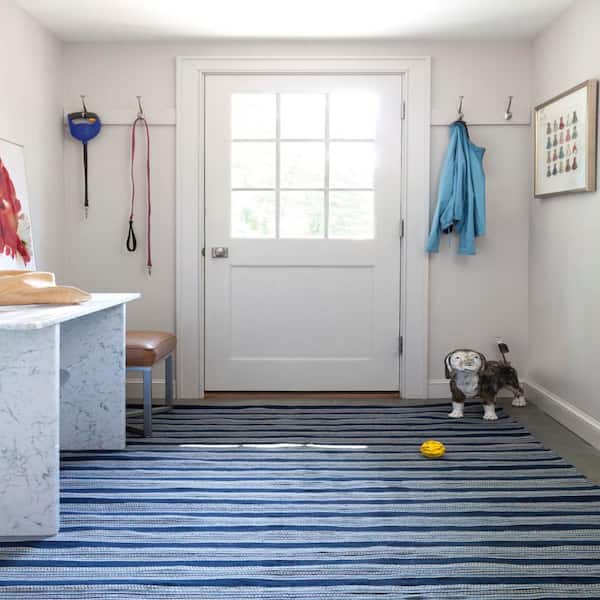 Cameroon Handwoven Blue 8 ft. x 10 ft. Outdoor Area Rug