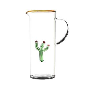 Aztec 1.4 Qt. 6.25 in. L x 3.5 in. W x 9 in. H Glass Cactus Cocktail Pitcher