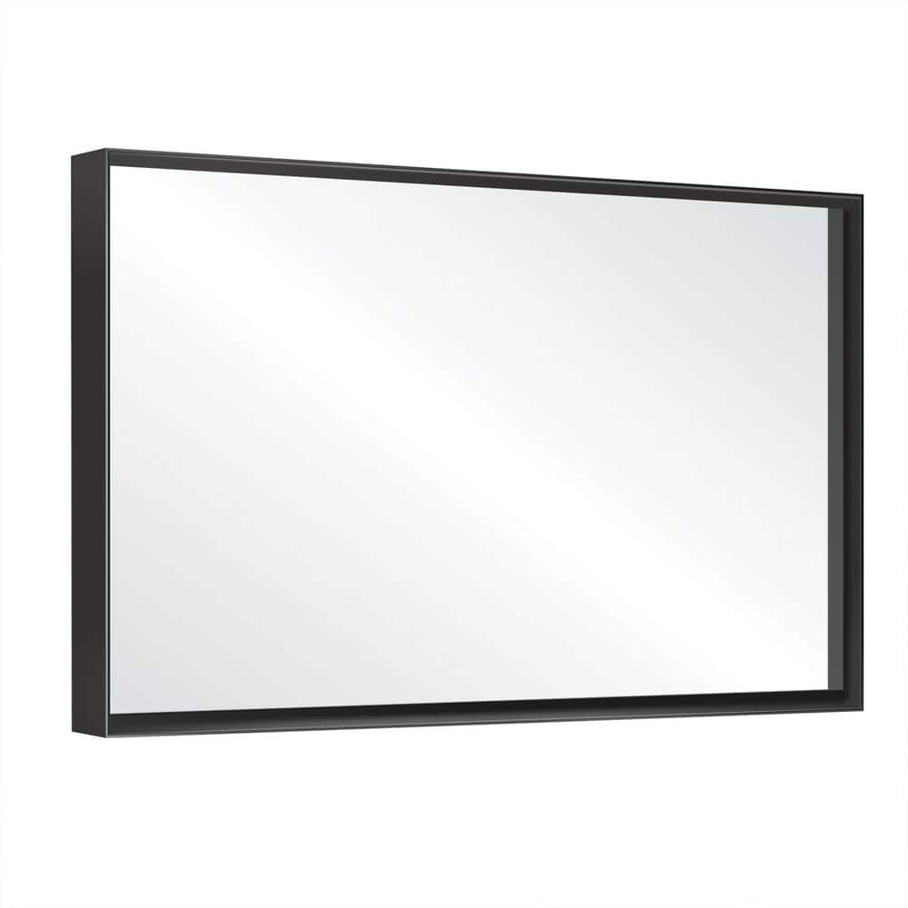 New Black 36 in. W x 24 in. H Rectangular Wall Mirror with Square Angle Met