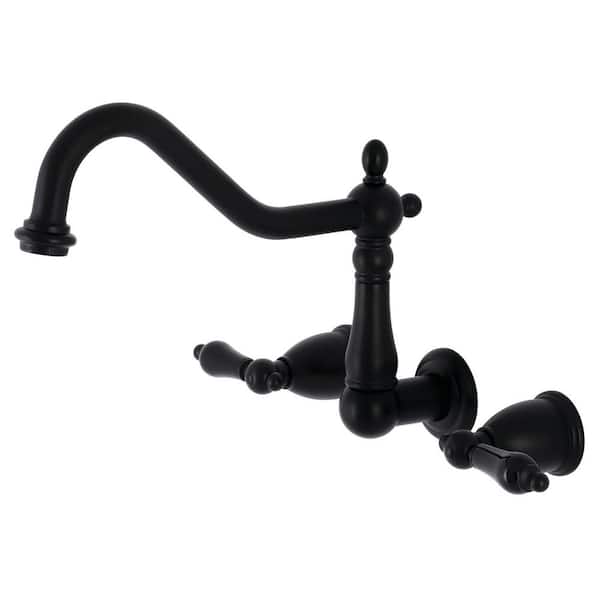 Kingston Brass Duchess 2-Handle Wall-Mount Kitchen Faucet in Matte Black