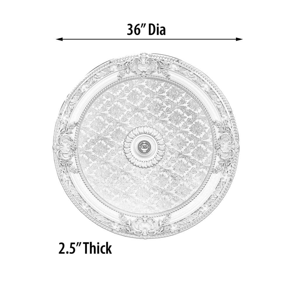 Blanco 36" White and Beige Polystyrene Chandelier Ceiling Medallion