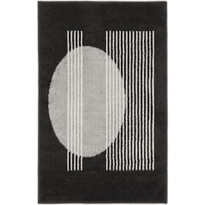 Nourison Modern Lines Black 8 ft. x 10 ft. Geometric Contemporary Area ...