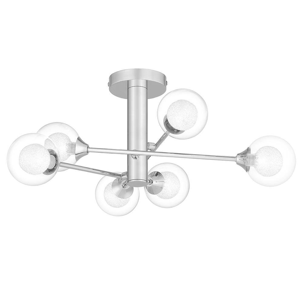 Modern Matte Black and Chrome Crystal LED Ceiling Light