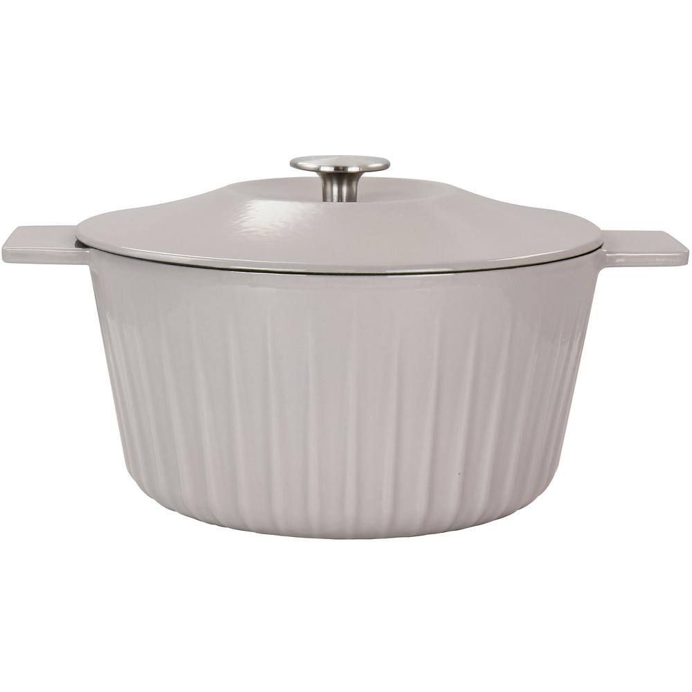 Warm Grey Enameled Cast Iron 5 Quart Dutch Oven with Lid