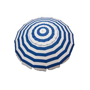 8 ft. Deluxe Aluminum Drape Patio and Beach Umbrella with Travel Bag in Royal Blue and White Stripes