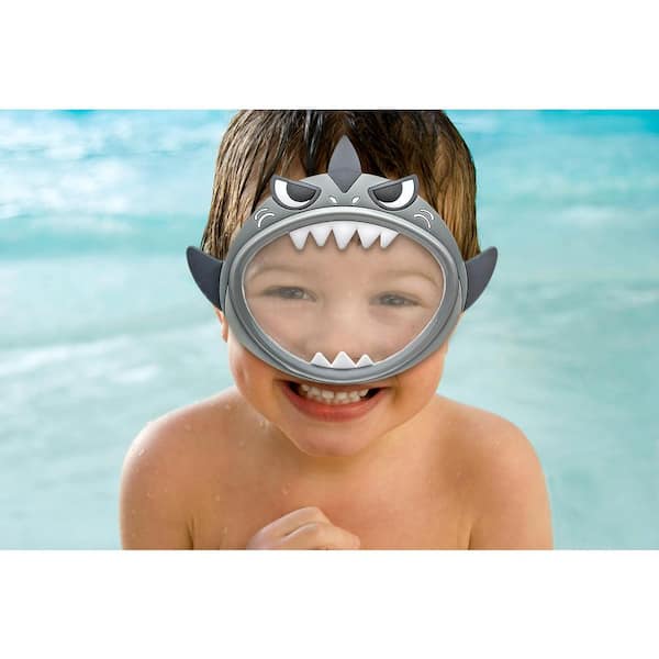 SIZHINAI Cartoon Shark Diving Mask,Shark Cartoon Animal Children Diving Mask for Boys and Girls Swimming Mask Silicone Waterproof and Anti-Fog Hd Large Frame