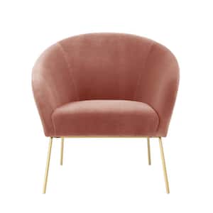 Darrell Blush/Gold Velvet Accent Chair with Armless