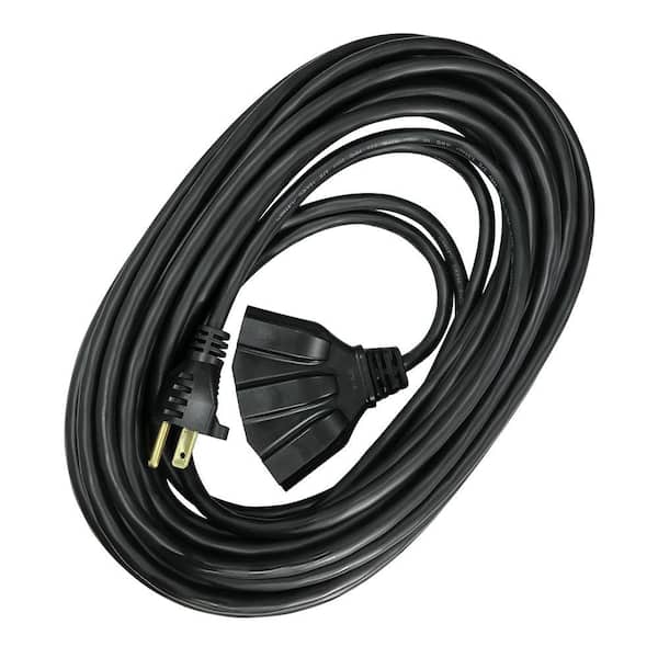 HDX 50 ft. 16/3 Light Duty Indoor/Outdoor Extension Cord with Multiple  Outlet Triple Tap End, Black HWHD16350F - The Home Depot