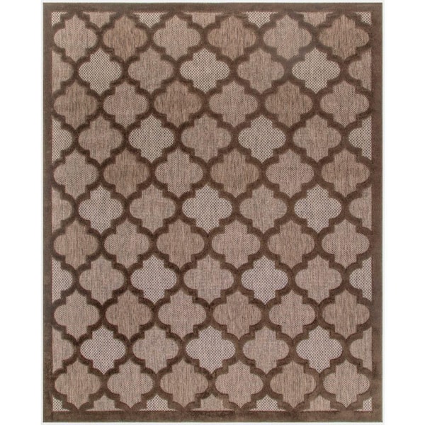 Nourison Easy Care Brown 8 ft. x 10 ft. Trellis Contemporary Area Rug