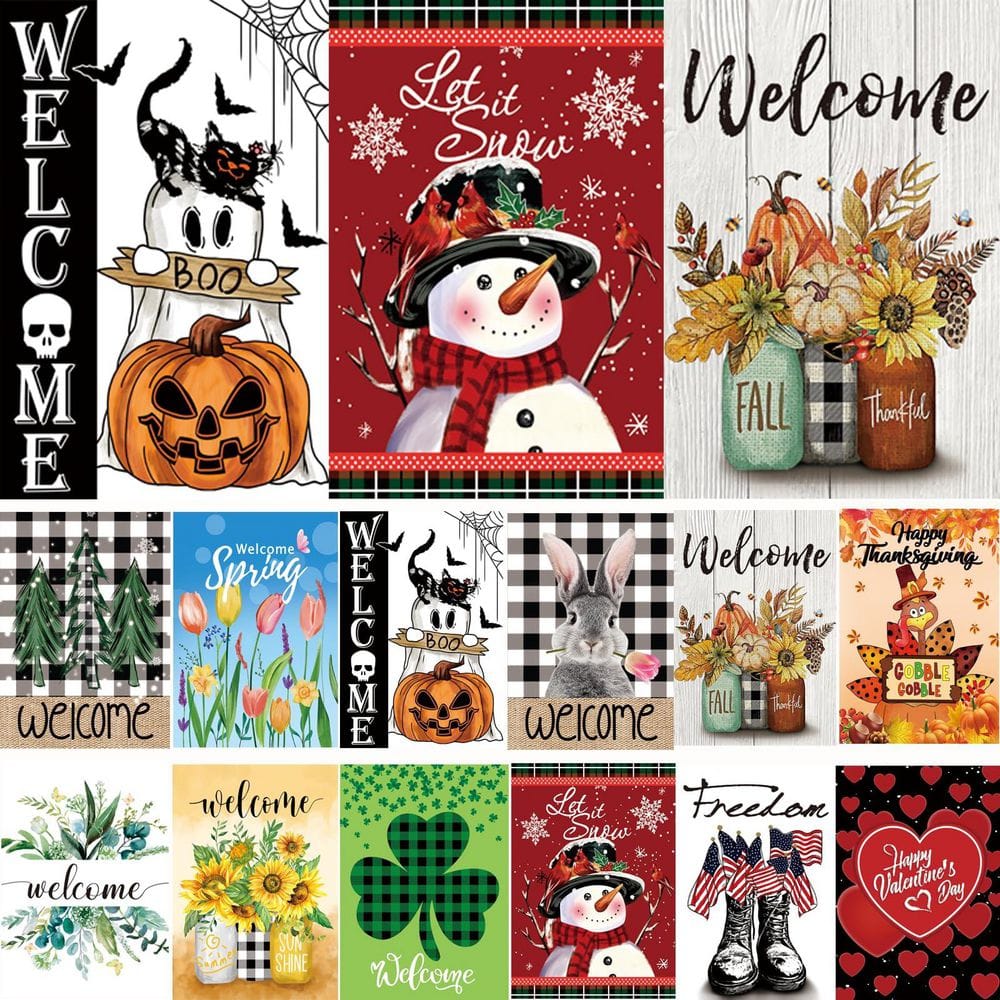 12-Piece 12 in. x 18 in. Double Sided Seasonal Garden Flags, Small Garden Flags for All Seasons price history on PriceWatchPro