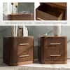 JAYDEN CREATION Emiliana Walnut 2-Drawer 26.25 in. W Nightstand with Built-in Integrated Charging Station NSGG1445-WAL