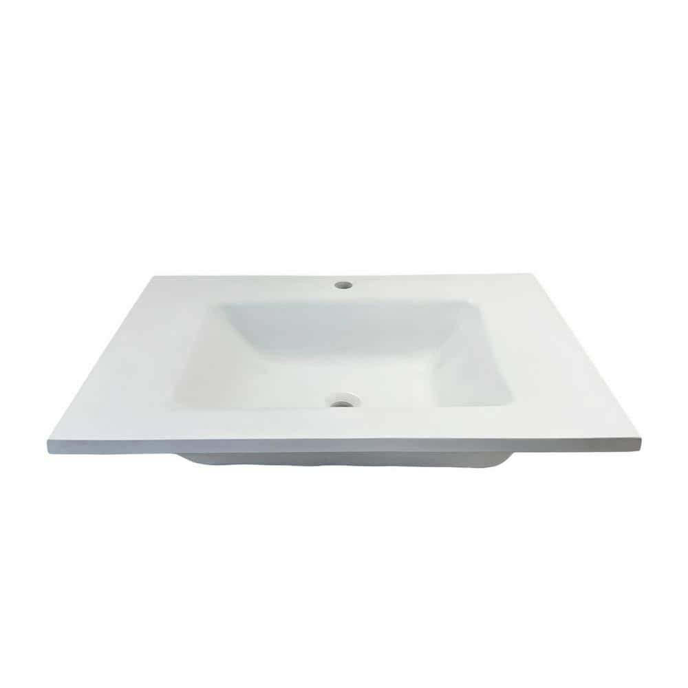 31'' White Concrete Single Bathroom Vanity Top with Integral Sink