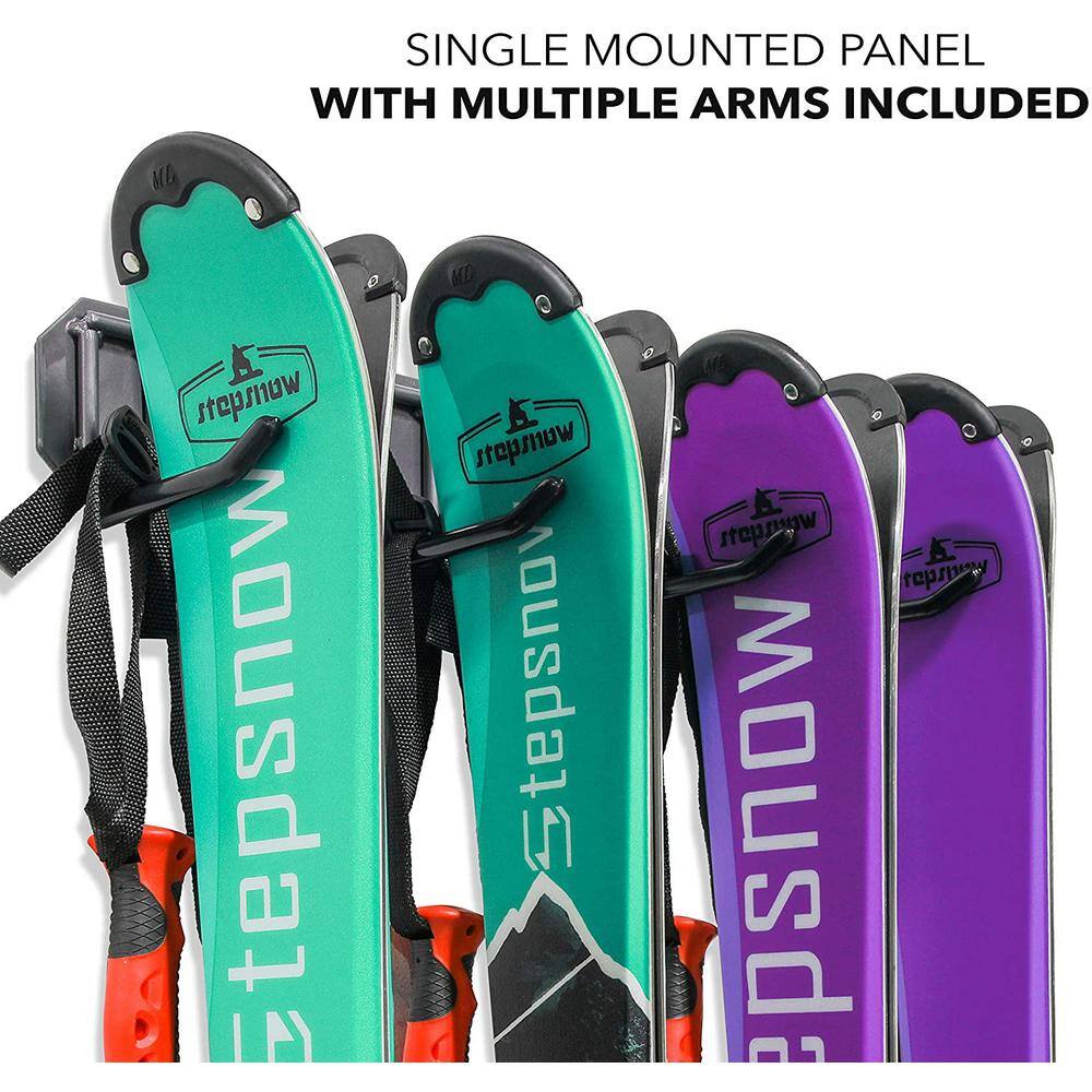 Heavy Duty Powder-Coated Wall-Mounted Ski Rack for 4 Pairs
