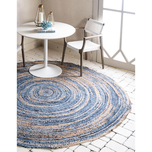 Extra Large Braided Chindi Round Rugs, Dining Room Area Carpet, 5