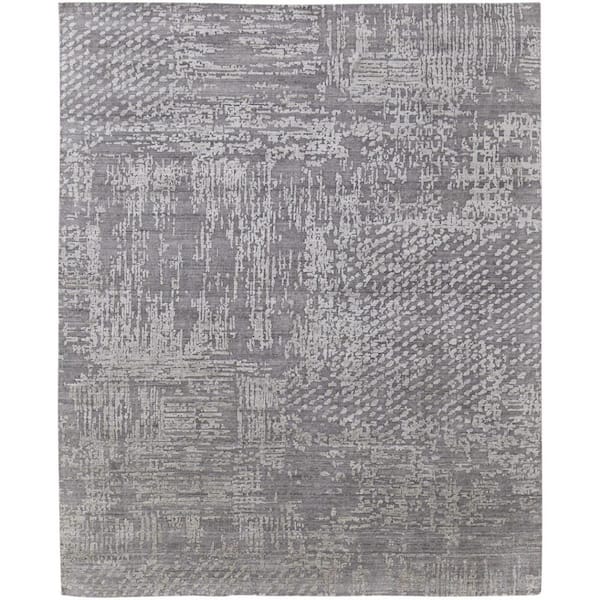 HomeRoots 8 ft. x 10 ft. Gray, Silver Abstract Area Rug