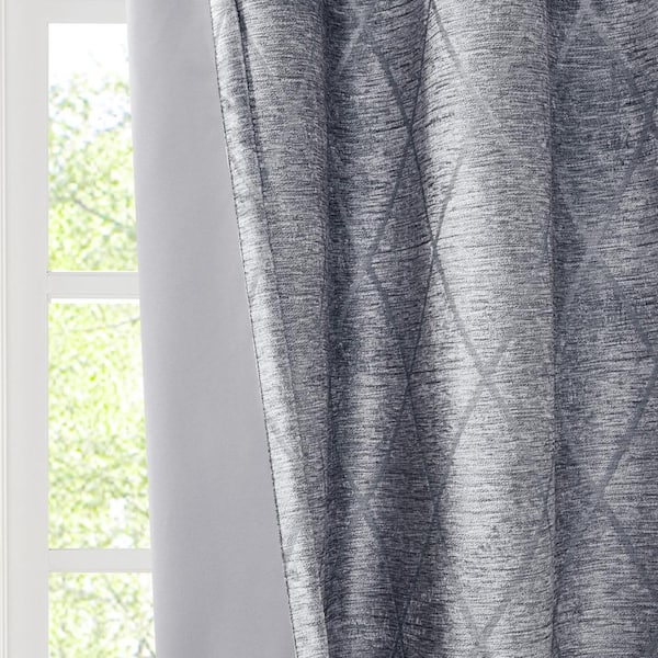 Sun Smart Loraine White Damask Knitted Jacquard Paisley 50 in. W x 95 in. L  Blackout Grommet Top Curtain SS40-0201 - The Home Depot