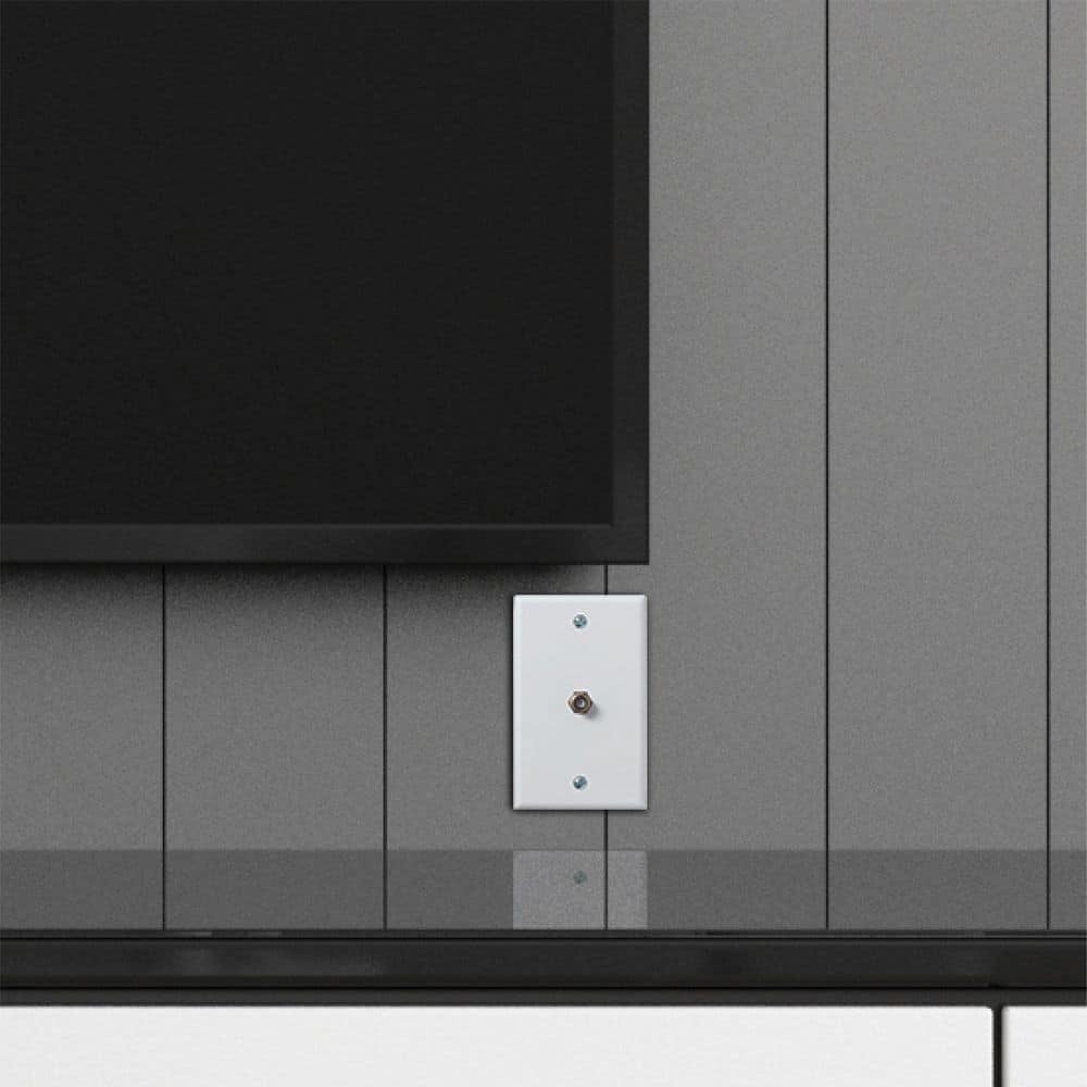 White ABS Plastic Single-Gang Coaxial Cable Wall Plate Set