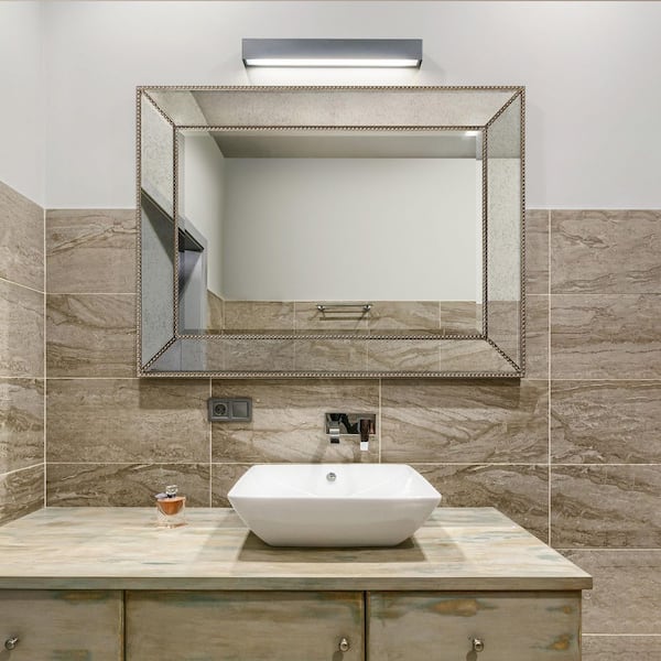 Medium Rectangle Champagne Hooks Classic Mirror (40 in. H x 30 in. W)