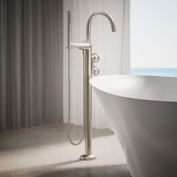 KOHLER Components Single-Handle Claw Foot Tub Faucet with Handshower in Vibrant Brushed Nickel