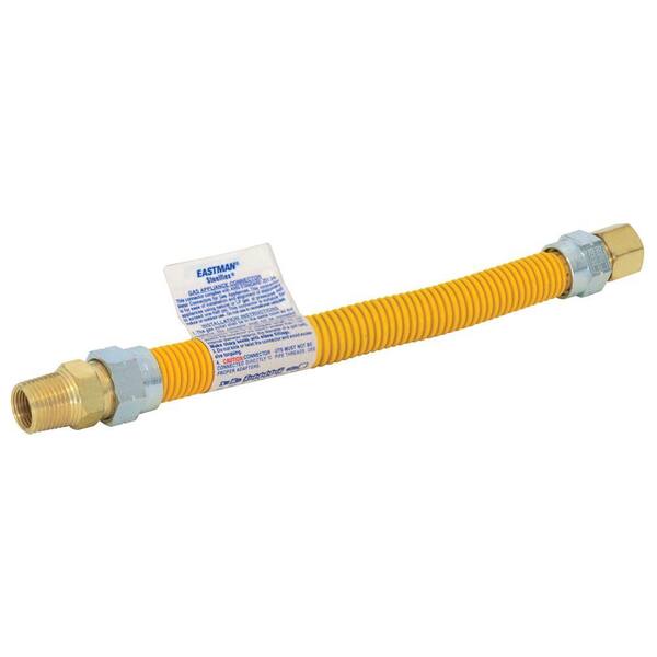 EASTMAN 1/2 in. FIP x 1/2 in. MIP x 12 in. Stainless Steel Gas Connector with Yellow Epoxy Coating