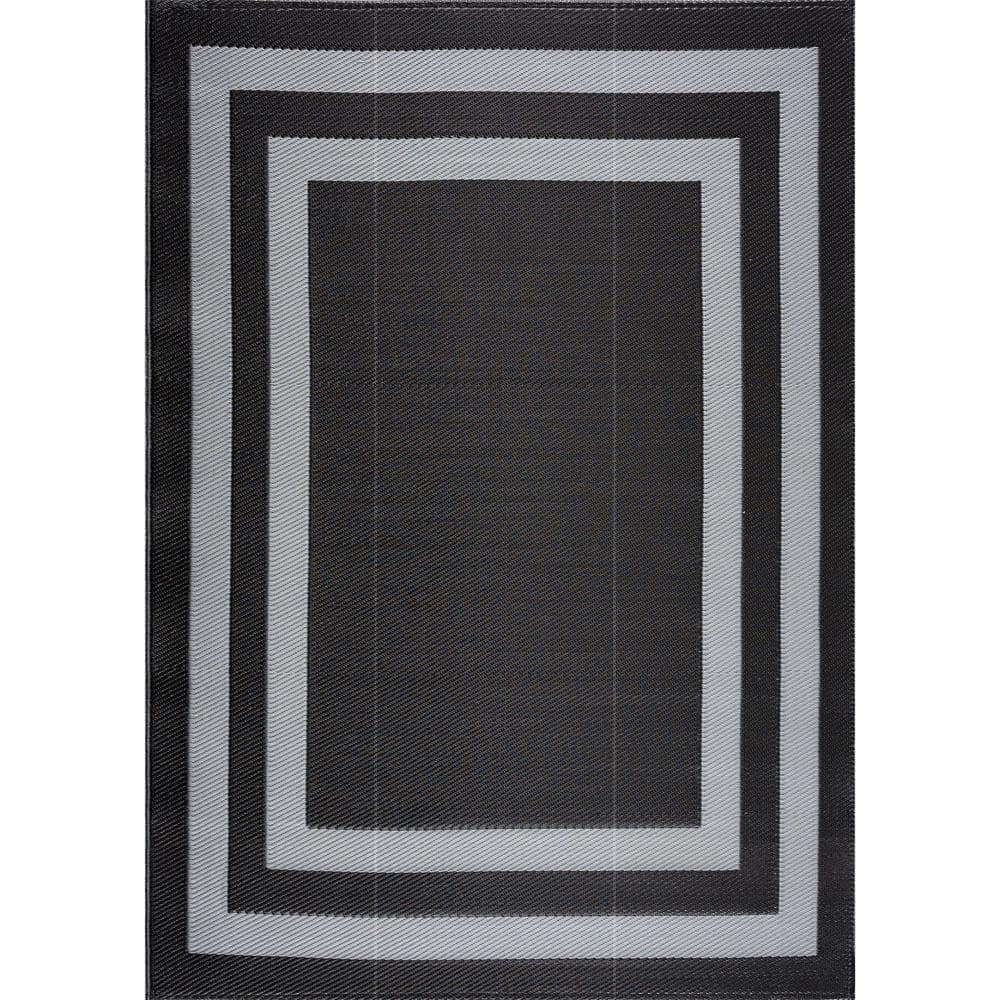 PLAYA RUG Paris Black and Gray 10 ft. x 14 ft. Folded Reversible ...
