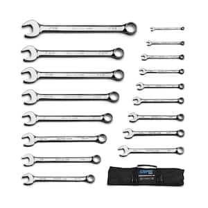 SAE MaxChrome Combination Wrench Set with Heavy-Duty Roll Up Pouch (17-Piece)
