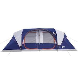 Blue 12-Person Camping Tents Easy Set Up 3 Room Family Tent with 6 Windows Double Layer Carry Bag for Camping Hiking