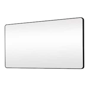 60 in. W x 36 in. H Large Rectangular Aluminum Alloy Framed Wall Bathroom Vanity Mirror in Black