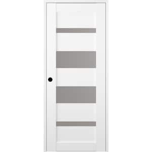 18" x 84" Mirella Right-Hand Solid Core 5-Lite Frosted Glass Bianco Noble Wood Composite Single Prehung Interior Door