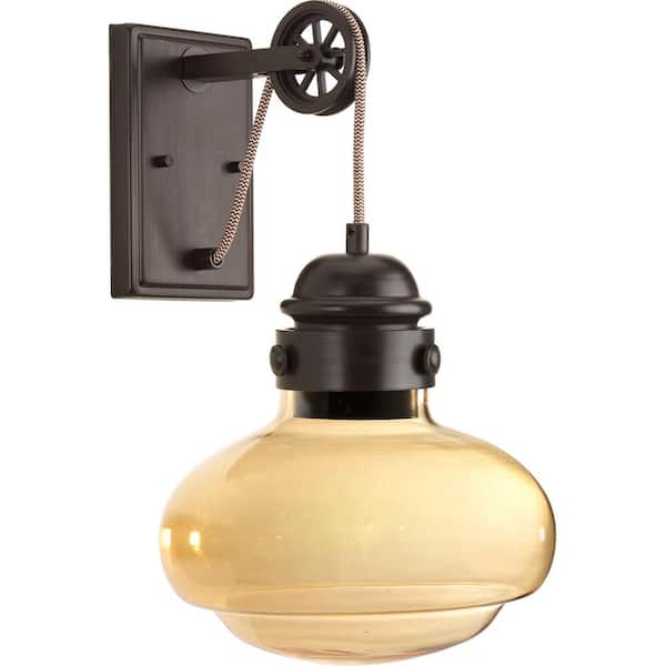 Progress Lighting Beaker Collection 9-Watt Antique Bronze Integrated LED Wall Sconce with Champagne Glass