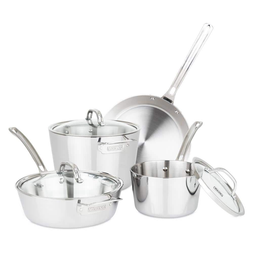 Viking 3-Ply Stainless Steel 7-Piece Cookware Set with Glass Lids