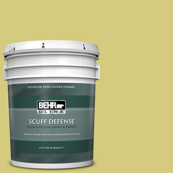 BEHR ULTRA 5 gal. #P350-4 Spring Grass Extra Durable Semi-Gloss Enamel Interior Paint & Primer