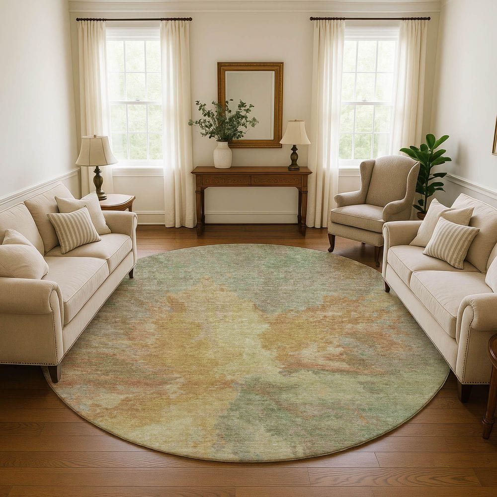 Mayfield Premium Machine Washable Abstract AMF1632 Aloe 8 ft. x 8 ft. Round Rug price history on PriceWatchPro