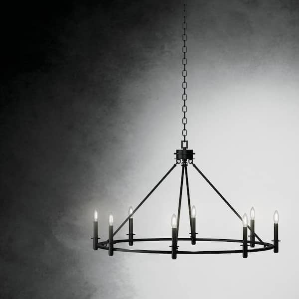 Carrick 40.75 in. 8-Light Black Traditional Candle Circle Chandelier for Dining Room