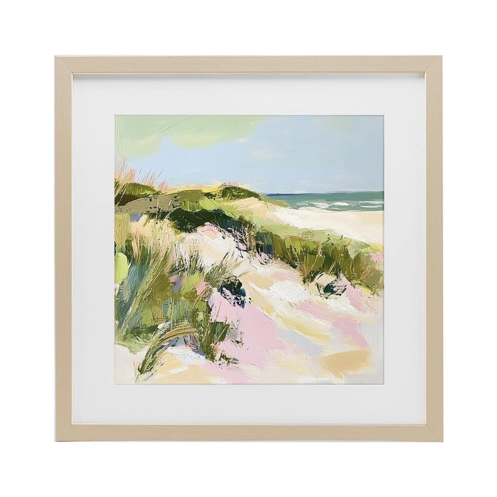 Window Frame Border Art Stupell Industries Pastel Coastal Dunes at Sunrise Harvest Pine Framed ...
