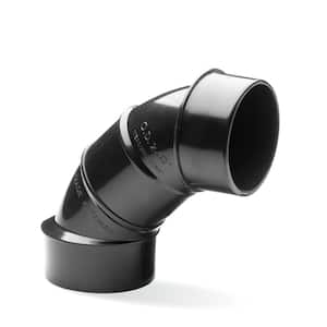 2-1/2 in OD 90 Degree Elbow, Dust Collector Connector, Black ABS Plastic