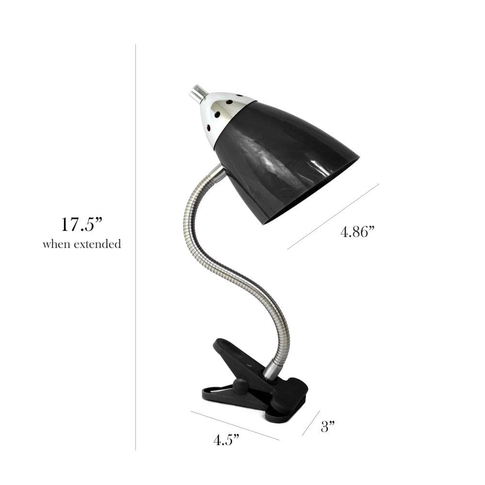 Adjustable Arc Black Clip-on Desk Lamp with Flexible Gooseneck